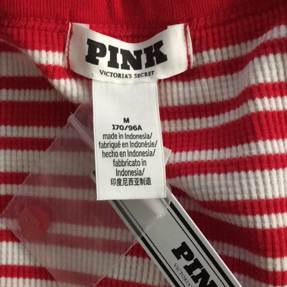 Pink Victoria’s Secret Red and White Striped Comfy Oversized Pajama Set - Picture 4 of 11